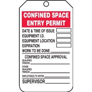Accuform Signs TCS323PTP RP Plastic Confined Space Tag, Legend "CONFINED SPACE ENTRY PERMIT/COMMENTS", 3 1/4" Width x 5 3/4" Height, Red/Black on White (Pack of 25) Industrial Lockout Tagout Tags