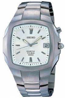 Seiko #SKA355 Men's Titanium 100M Kinetic Square Watch at  Men's Watch store.