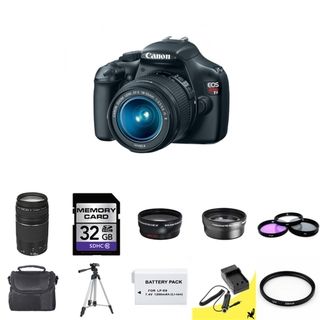 Canon EOS Rebel T3 Digital Camera with 18 55mm & 75 300mm Lens and 32GB Bundle (Refurbished) Canon Digital SLR