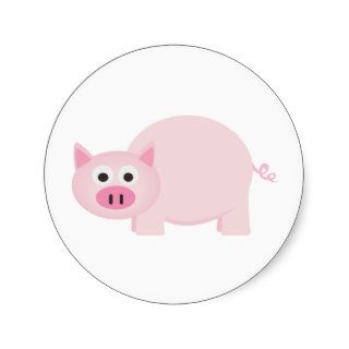 One Little Pig in Pink Round Stickers