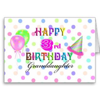 3rd Birthday Granddaughter Greeting Cards