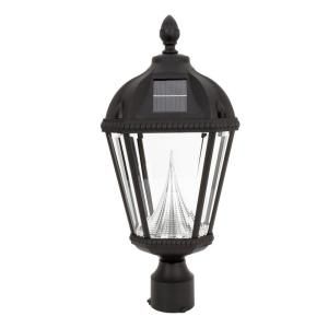 Gama Sonic Royal 20.5 in. Outdoor Black 5 LED Solar Lamp with 3 in. Fitter Mount GS 98F B