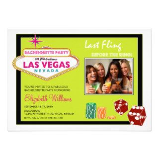 Vegas Weekend Bachelorette Party Invitation (lime)