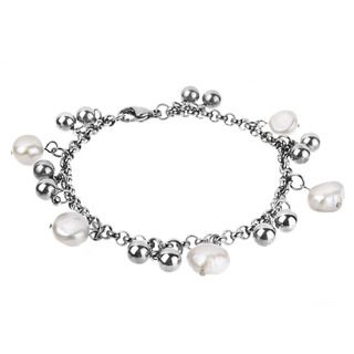 ELYA Stainless Steel Freshwater Pearl Charm Bracelet (8 9 mm) West Coast Jewelry Pearl Bracelets