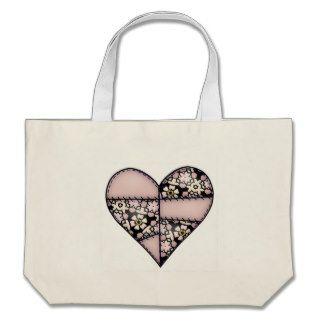 Padded Quilted Stitched Heart Peach 01 Tote Bags