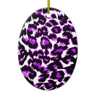 Purple and Black Leopard Print Christmas Ornament
