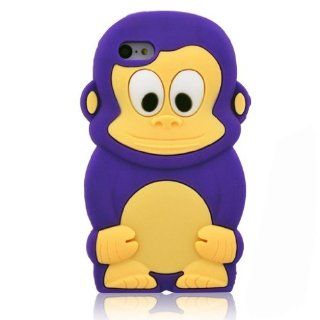 BYG 3D Purple Cute Monkey Silicone Soft Case Cover Skin For Iphone 5C + Gift 1pcs Phone Radiation Protection Sticker Cell Phones & Accessories