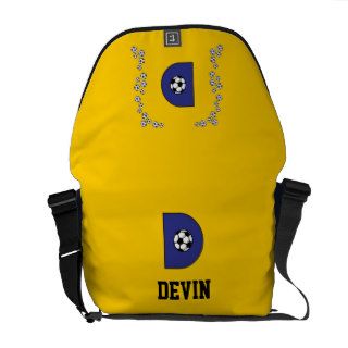 Letter D Monogram in Soccer Blue Messenger Bag