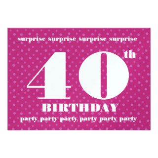 40th SURPRISE Birthday Pink Polka Dots E523 Personalized Announcements