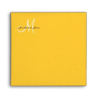 Monogram Yellow Wedding Invitation Envelope