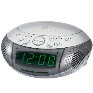 Jensen AM/FM Dual Alarm Clock Radio with Top Loading CD Player   JCR 332 (Silver) (Discontinued by Manufacturer) Electronics
