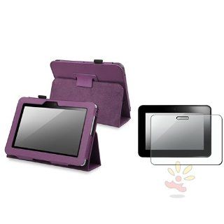 Everydaysource Compatible With  Kindle Fire HD 7 inch Purple Horizontal Stand Leather Case with FREE Anti Glare Screen Protector Computers & Accessories
