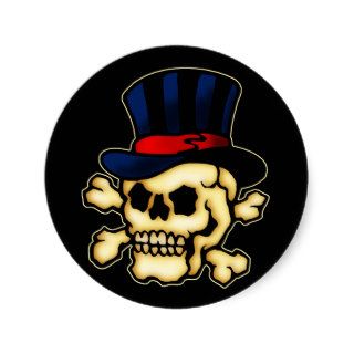 Skull in Top Hat Round Stickers