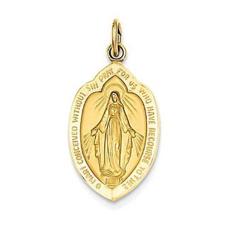 14k Miraculous Medal Charm Pendant Necklaces Jewelry