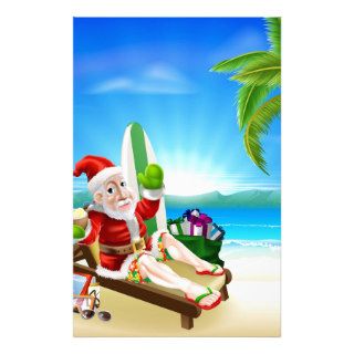 Christmas Santa Tropical Beach Scene Custom Stationery