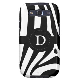Zebra stripes monogram initial D custom, gift Samsung Galaxy S3 Case