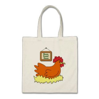Cartoon Chicken in Nest Home Sweet Home Tote Bag
