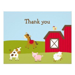 Farm Animal Barnyard Thank You Note Cards Invitations