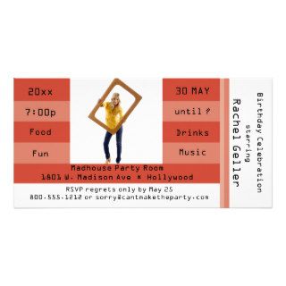 Rust Photo Admission Ticket Birthday Party Invite Photo Card Template