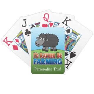 Cute Cartoon Black Sheep   Id Rather Be Farming Card Decks