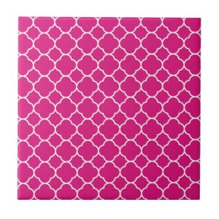 Pretty Pink Quatrefoil Pattern Tiles