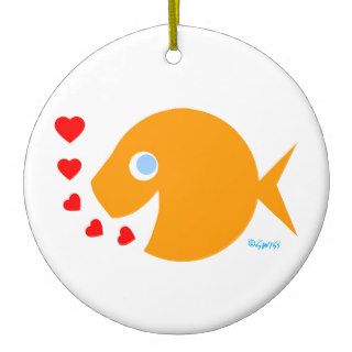 Cute Cartoon Goldfish Love Heart Xmas Ornament