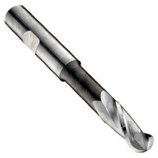 Niagara Cutter 27041 High Speed Steel (HSS) Ball Nose End Mill, Long Length, Inch, Weldon Shank, Uncoated (Bright) Finish, Roughing and Finishing Cut, 30 Degree Helix, 2 Flutes, 2.375" Overall Length, 0.125" Cutting Diameter, 0.375" Shank Di