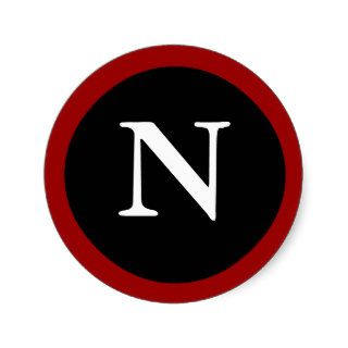 N  Initial N Letter N Red, White & Black Sticker
