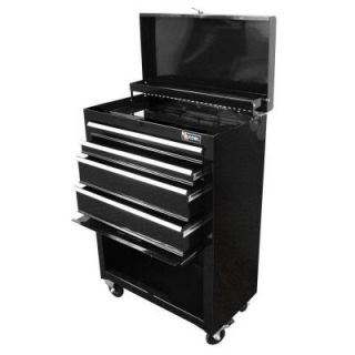 Excel 22 in. Ball Bearing Slide 4 Drawer Black Steel Roller Cabinet with Storage Compartment TB2201X Black