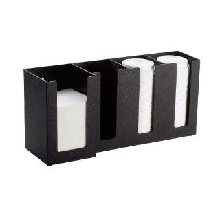 Black Cal Mil 376 13 4 Section Napkin and Lid Organizer   Drinking Straw Dispensers