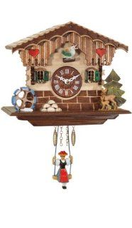 German Quartz Swinging Doll Clock, Miniature 6.5 Inch   Cuckoo Clocks