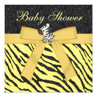 Zebra & Cupcakes Animal Print Glitter Baby Shower Custom Invitations