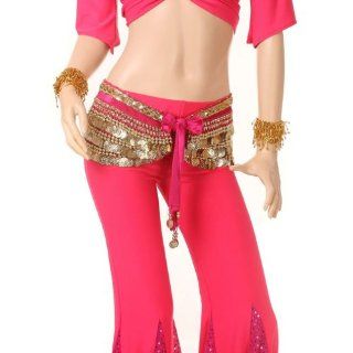 Charming 338Gold coins Rose Red belly dance hip scarf Sweat absorbent practice shows. Health & Personal Care