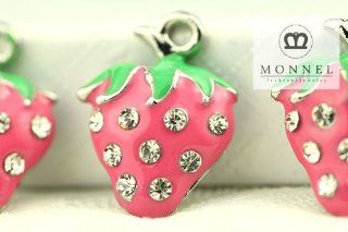 H437 Crystal Pink Strawberry Pendant Wholesale (3pcs)