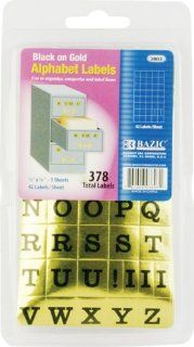 Bazic Alphabet Label, Gold Foil, 378 per Pack (Case of 24)  All Purpose Labels 