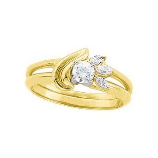 14k Yellow Gold 1/10 Ct Tw Diamond Enhancer by US Gems, Size 6 Rings Jewelry