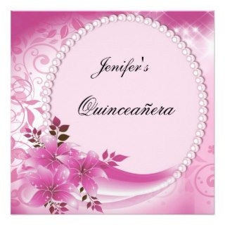 Pink Quinceanera 15th Birthday Party  Invitation