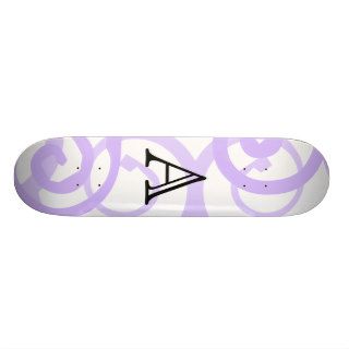 Your Letter. Custom. Lilac Purple Swirl Monogram. Skateboard Decks