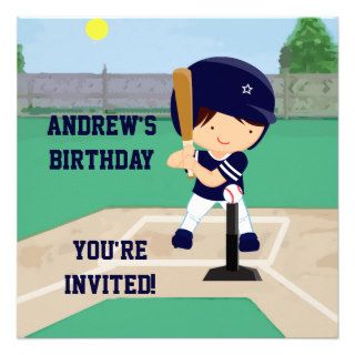 Personalized Cute Baseball cartoon player Custom Invitation