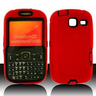Red Hard Soft Gel Dual Layer Cover Case for Samsung Comment Freeform III 3 SCH R380 Cell Phones & Accessories