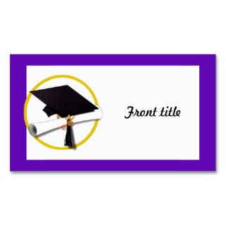 Graduation Cap w/Diploma   Purple Background Business Card Template