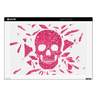 Girly Pink Glitter Abstract Skull Cool Photo Print Laptop Skin