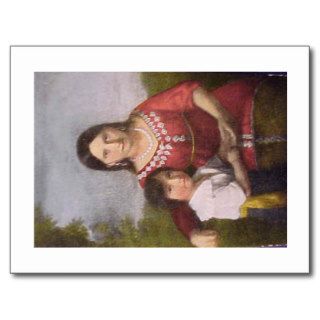 Postcard of Pocahontas with her son.