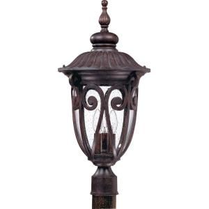 Glomar Corniche 3  Light Large Post Lantern with Seeded Glass Finished in Burlwood HD 2070