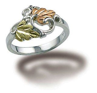 Landstroms Sterling Silver Ladies Ring with Black Hills Gold Leaves   02901SS Bands Jewelry