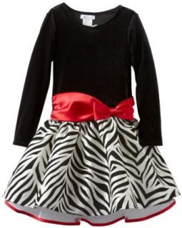 Bonnie Jean Girls 7 16 Stretch Velvet Bodice To Drop Waist Zebra Print Skirt, Red, 8 Special Occasion Dresses Clothing
