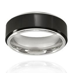Men's High Polish Tungsten Carbide Black Ceramic Inlay Ring Men's Rings