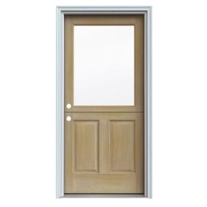 JELD WEN Dutch Unfinished AuraLast Pine Solid Wood Entry Door with Primed White Jamb and Brickmold DISCONTINUED THDJW185500003