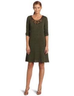 AGB Women's Fit and Flare Dress with Neck embellishments, Pate, 14