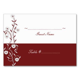 Crimson Daisy Vine Wedding Seating Card Business Cards